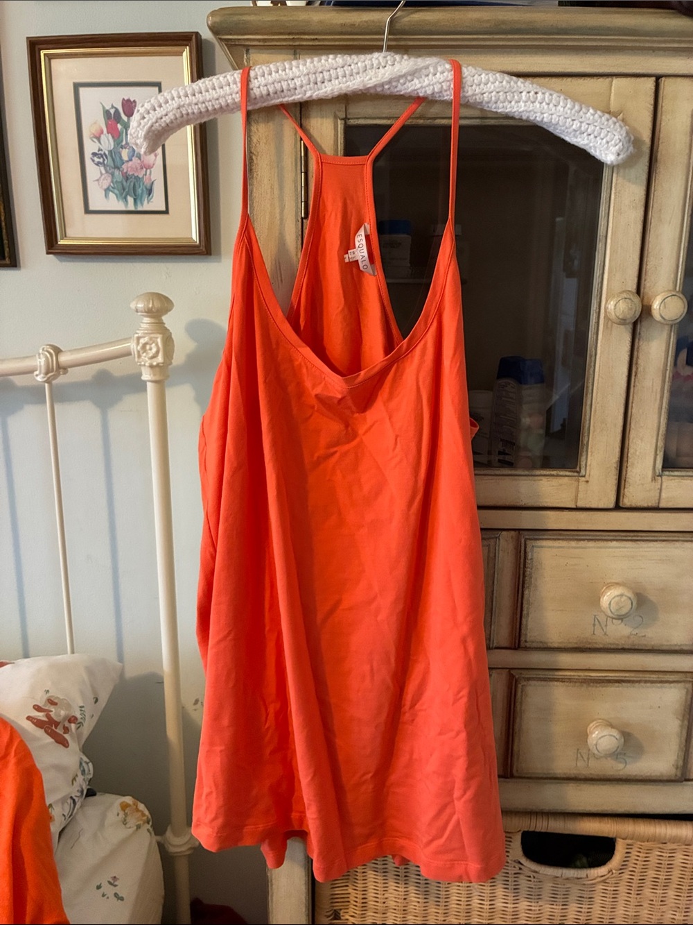 ESQUALO Bright Orange Satin-Feel Tank Top
